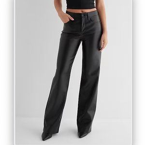 High Waisted Faux Leather Wide Leg Pant